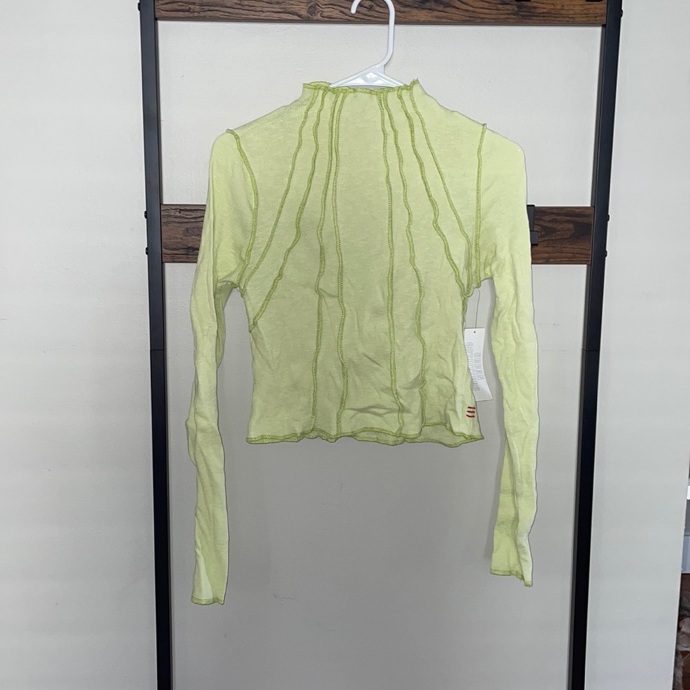 Urban Outfitters Cropped Mesh Long Sleeve Mockneck